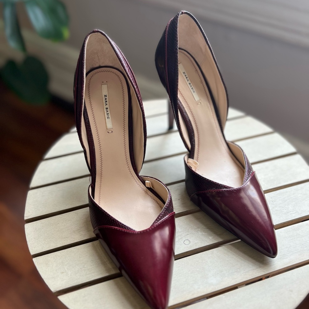 Zara Basics Burgundy Pointed Heels
